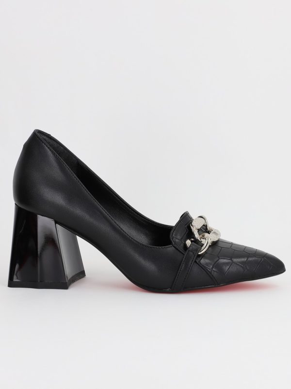 Pantofi Dama cu Toc din Piele Ecologica Varf Ascutit Negru- BS769AY2309118 121