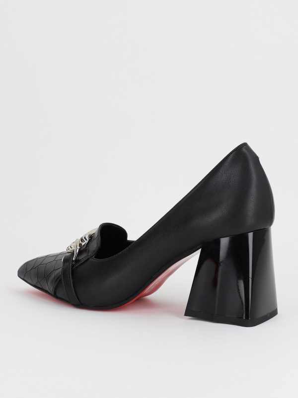 Pantofi Dama cu Toc din Piele Ecologica Varf Ascutit Negru- BS769AY2309118 123