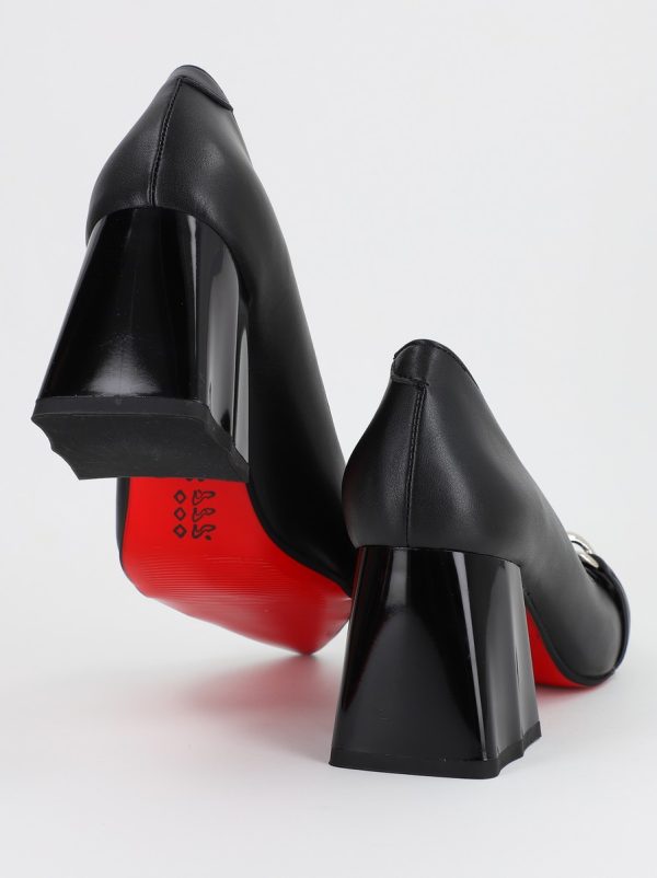 Pantofi Dama cu Toc din Piele Ecologica Varf Ascutit Negru- BS769AY2309118 119
