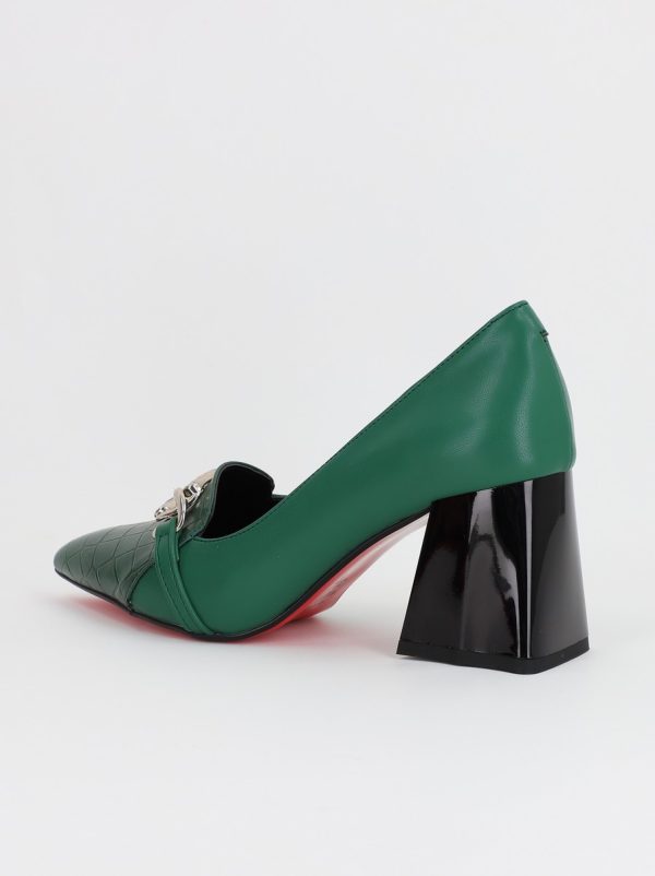 Pantofi Dama cu Toc din Piele Ecologica Varf Ascutit Verde - BS769AY2309115 120