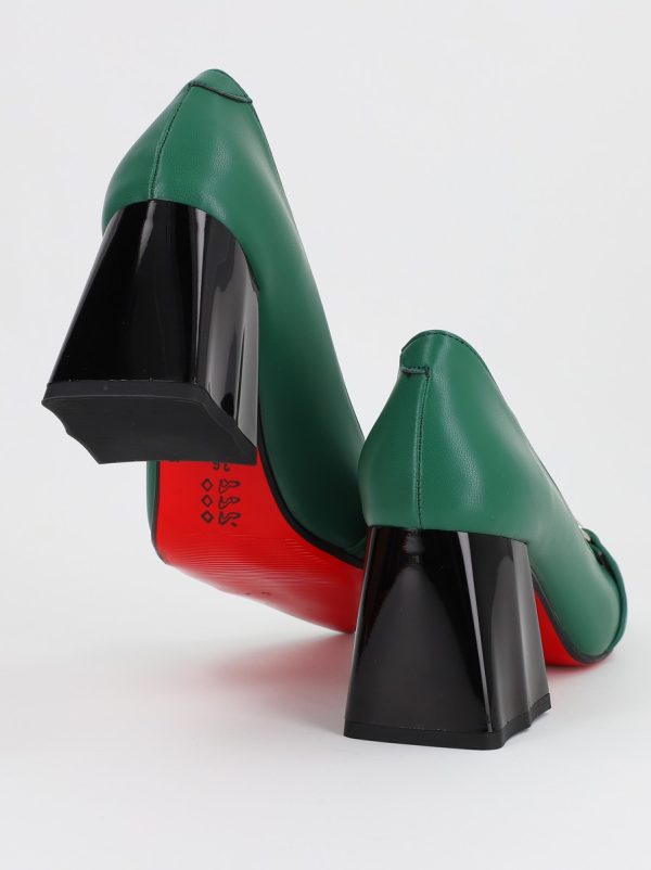 Pantofi Dama cu Toc din Piele Ecologica Varf Ascutit Verde - BS769AY2309115 121