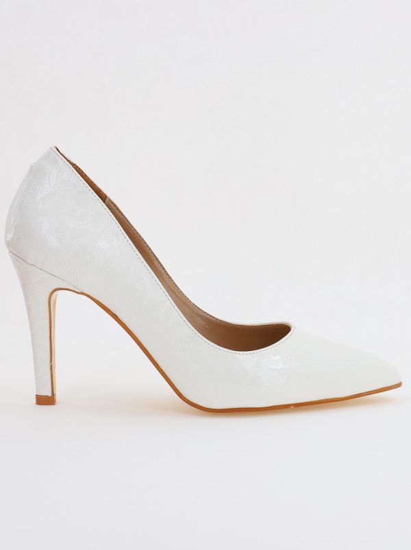 Pantofi Dama cu Toc subtire stiletto Alb cu model (BS799AY2309106) 122