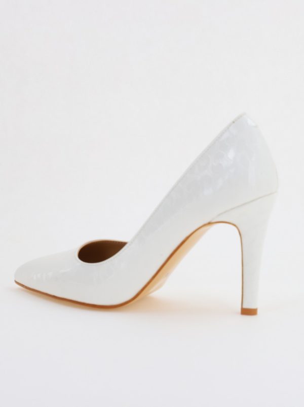 Pantofi Dama cu Toc subtire stiletto Alb cu model (BS799AY2309106) 124