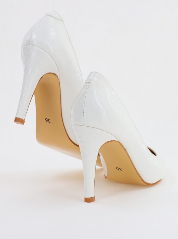 Pantofi Dama cu Toc subtire stiletto Alb cu model (BS799AY2309106) 120