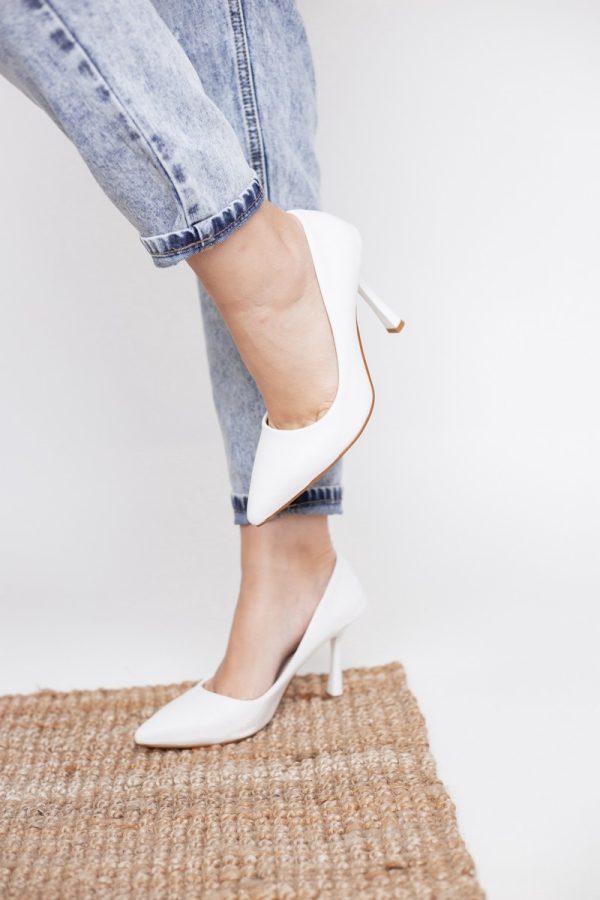 Pantofi Dama cu Toc subtire stiletto Alb cu model (BS799AY2309106) 119