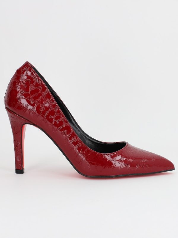 Pantofi Dama cu Toc subtire stiletto Bordo cu model (BS799AY2309105) 120