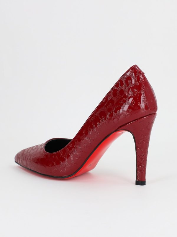 Pantofi Dama cu Toc subtire stiletto Bordo cu model (BS799AY2309105) 121