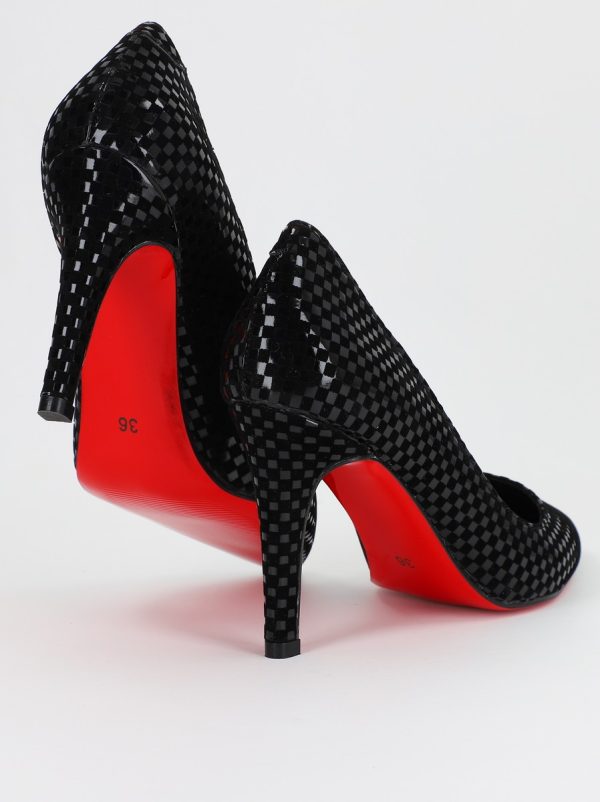 Pantofi Dama cu Toc subtire stiletto Negru cu model (BS799AY2309104) 120