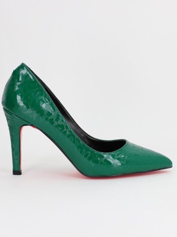 Pantofi Dama cu Toc subtire stiletto Verde cu model (BS799AY2309102) 121