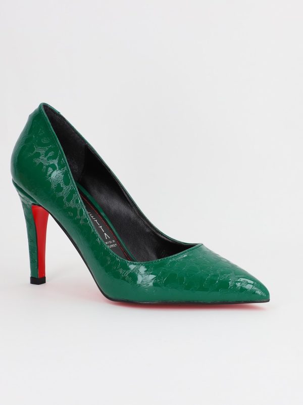 Uncategorized - Pantofi Dama cu Toc subtire stiletto Verde cu model (BS799AY2309102)
