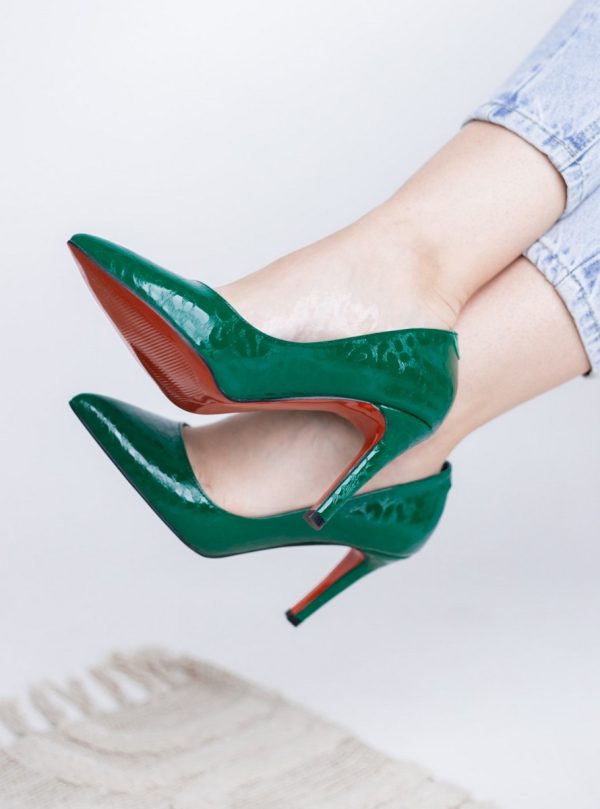 Pantofi Dama cu Toc subtire stiletto Verde cu model (BS799AY2309102) 119