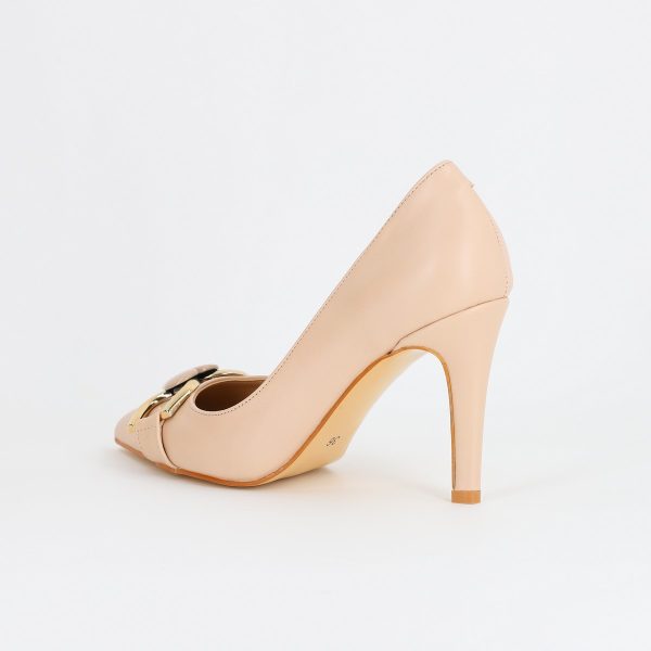 Pantofi Dama stiletto din Piele Eco cu Design Inimioara Bej BS796AY2309133 120