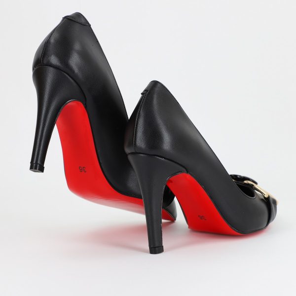 Pantofi Dama stiletto din Piele Eco cu Design Inimioara Negru BS796AY2309135 119