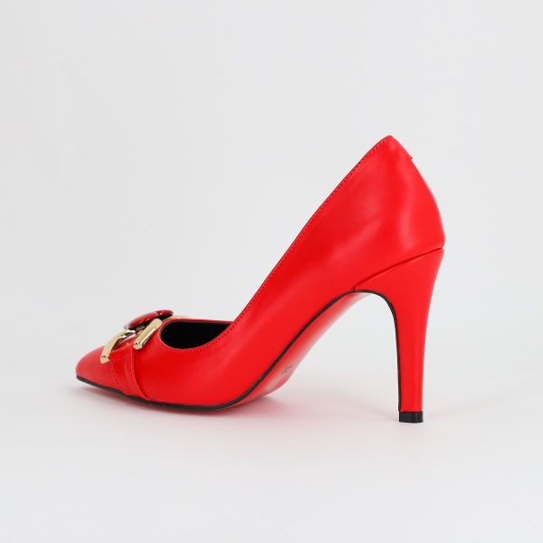Pantofi Dama stiletto din Piele Eco cu Design Inimioara Rosu BS796AY2309137 120