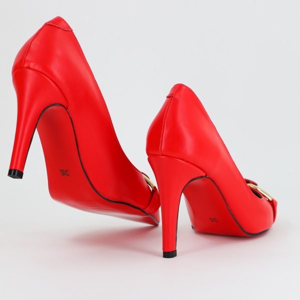 Pantofi Dama stiletto din Piele Eco cu Design Inimioara Rosu BS796AY2309137 121