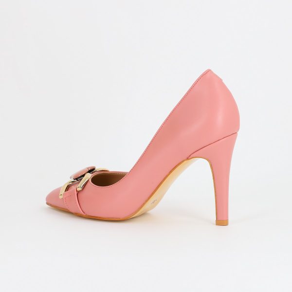 Pantofi Dama stiletto din Piele Eco cu Design Inimioara Roz BS796AY2309136 121