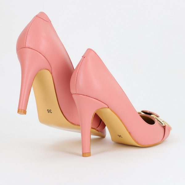Pantofi Dama stiletto din Piele Eco cu Design Inimioara Roz BS796AY2309136 122