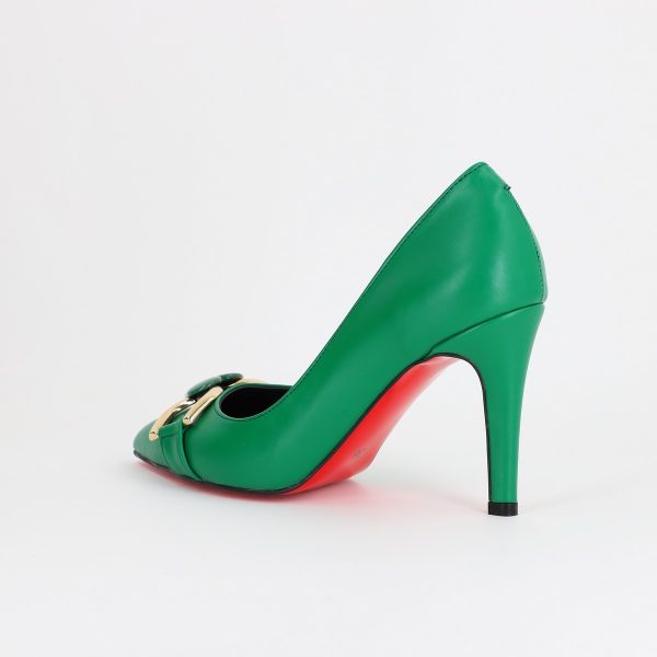 Pantofi Dama stiletto din Piele Eco cu Design Inimioara Verde BS796AY2309134 120