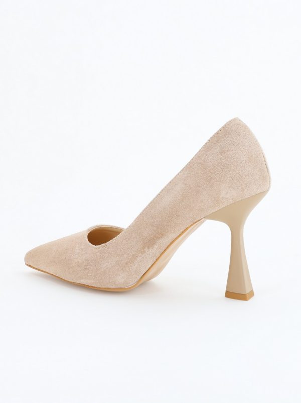 Pantofi Dama Stiletto din Piele Ecologica Aspect Catifelat Bej (BS26201AY2309203) 121