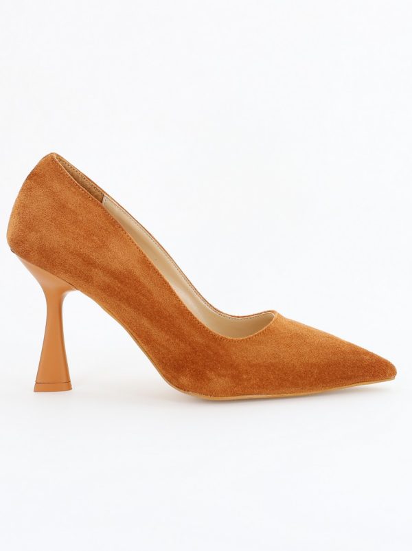 Pantofi Dama Stiletto din Piele Ecologica Aspect Catifelat Maro (BS26201AY2309206) 120
