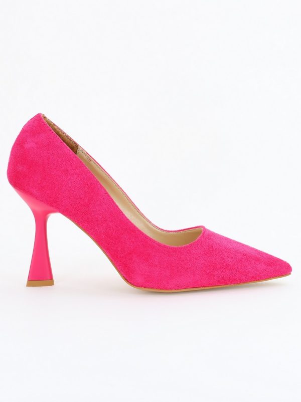 Pantofi Dama Stiletto din Piele Ecologica Aspect Catifelat Roz (BS26201AY2309205) 120