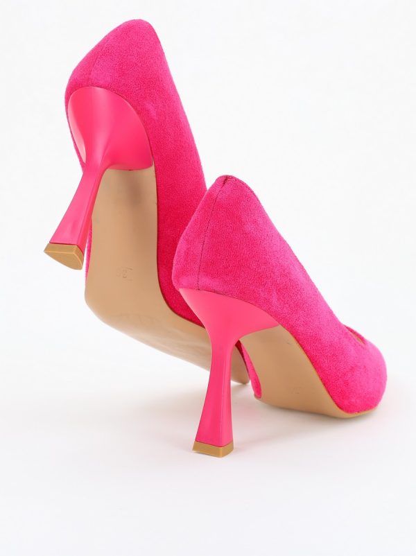 Pantofi Dama Stiletto din Piele Ecologica Aspect Catifelat Roz (BS26201AY2309205) 119