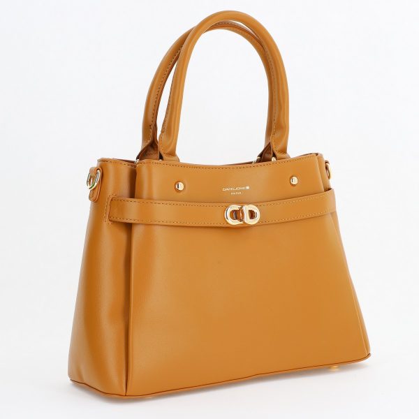 Poseta dama casual de mana din piele ecologica maro mustar David Jones (BS6711CM23090023) 121