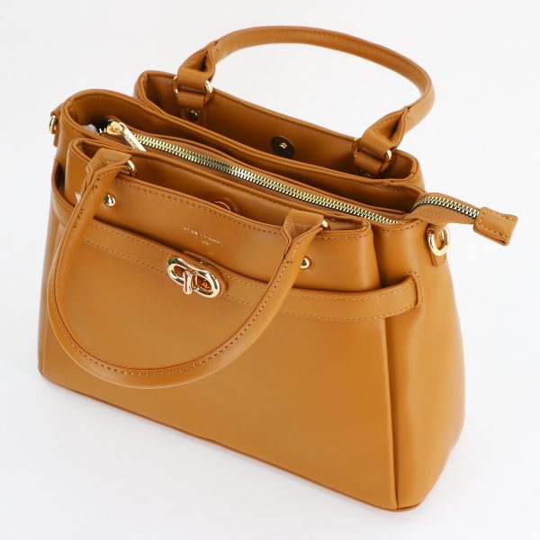 Poseta dama casual de mana din piele ecologica maro mustar David Jones (BS6711CM23090023) 120