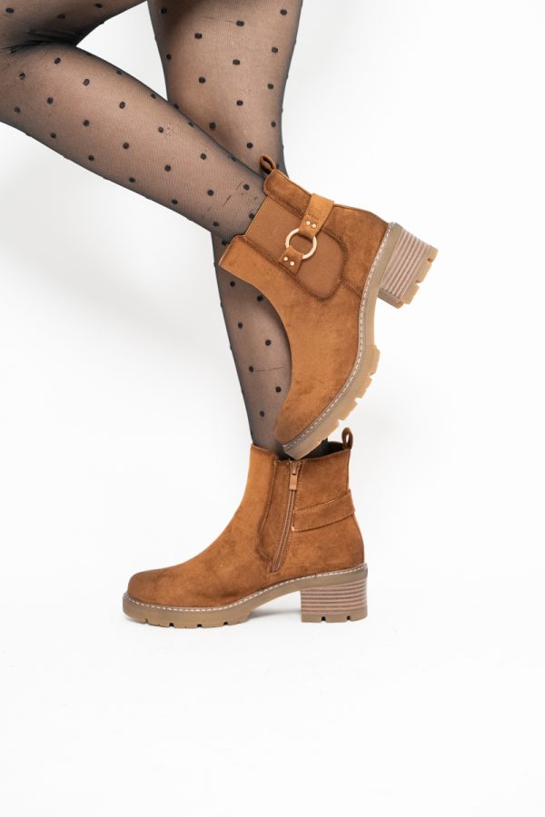 Botine damă din piele ecologică întoarsă Maro Camel (BS2612BO2310085) 123