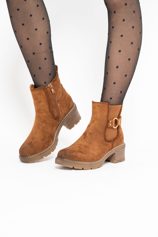 Botine damă din piele ecologică întoarsă Maro Camel (BS2612BO2310085) 121