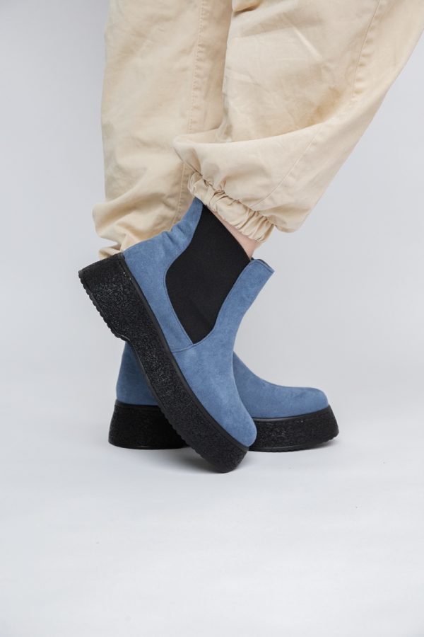 Ghete Damă cu Fermoar Piele Ecologică întoarsă culoare Albastru(BS07BT2311293) 121