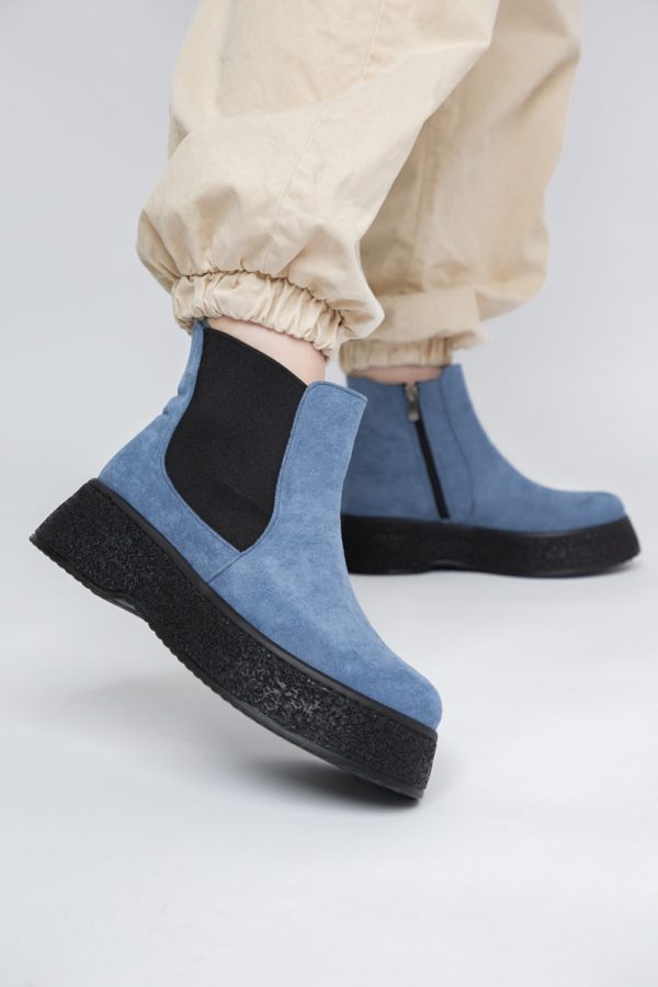 Ghete Damă cu Fermoar Piele Ecologică întoarsă culoare Albastru(BS07BT2311293) 119