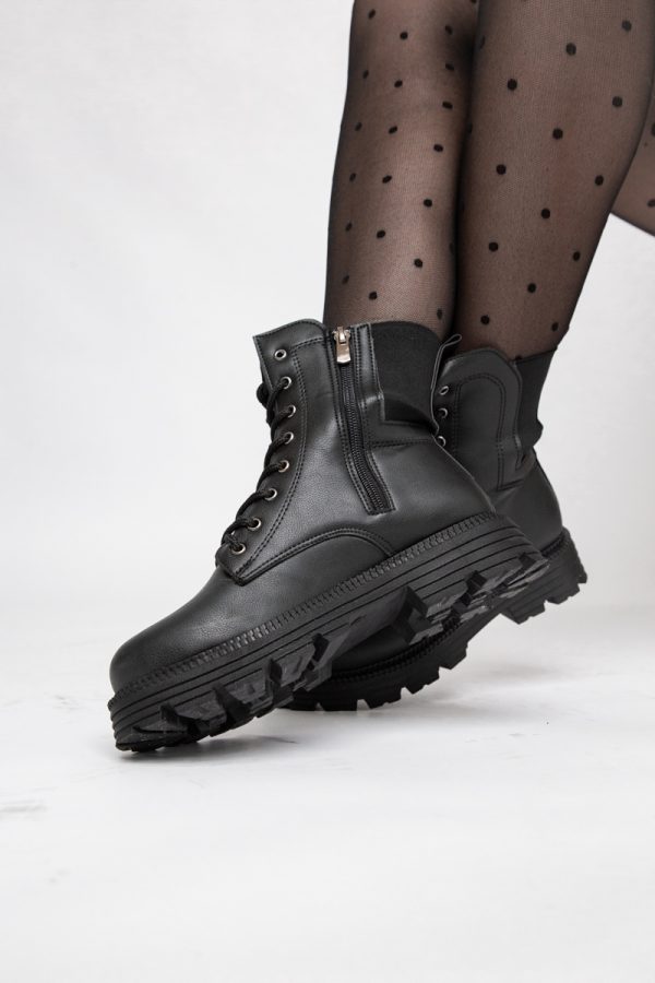 Ghete Damă piele ecologică su șiret Negre (BS402BT2312023) 125