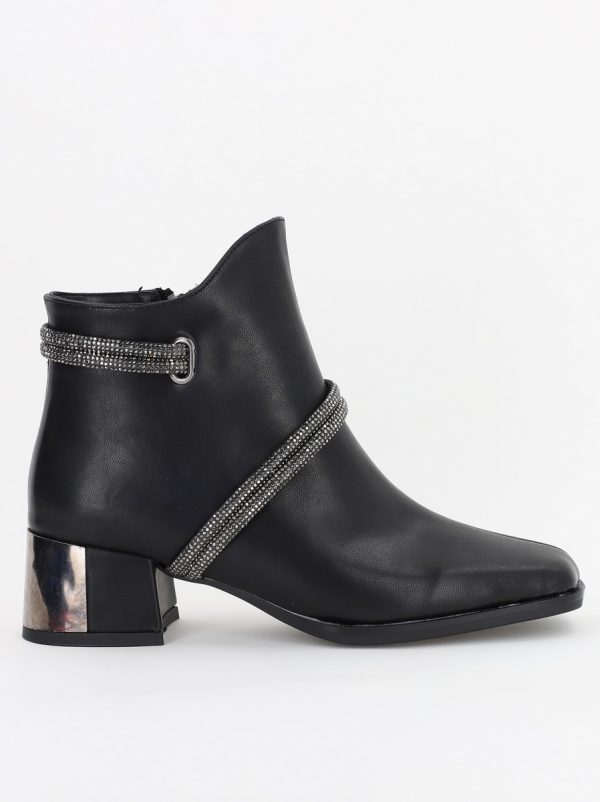 Botine damă din piele ecologică cu pietricele Negru mat (BS571BT2310050) 121