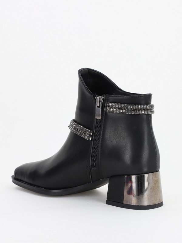 Botine damă din piele ecologică cu pietricele Negru mat (BS571BT2310050) 120