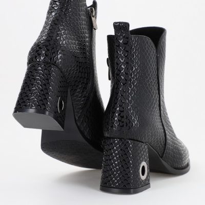 Botine damă din piele ecologică Neagră (BS712BT2310062)