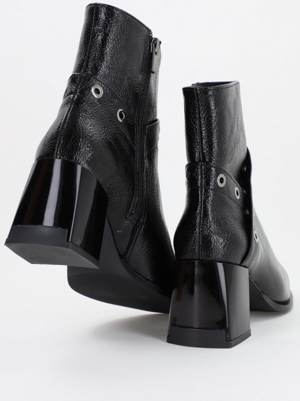 Botine damă din piele ecologică Negru lac (BS706BT2310033) 119