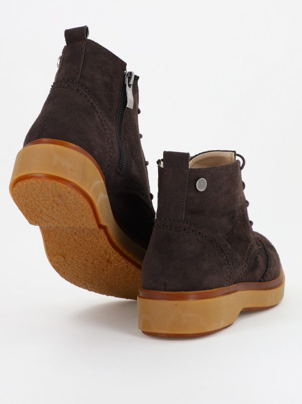 Ghete Damă cu Șiret Piele Ecologică întoarsă culoare Cafeniu (BS252BT2310030) 123