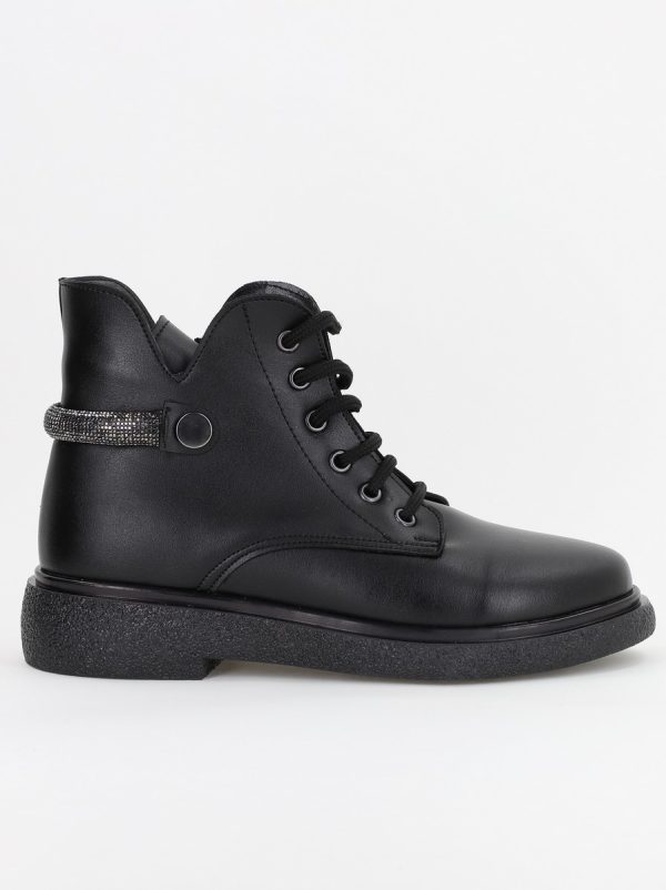 Ghete Damă cu Șiret Talpa Groasă Piele Ecologică culoare Negru (BS1034BT2310037) 121