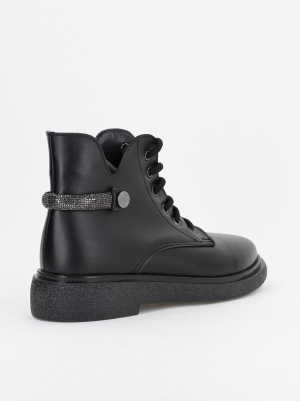 Ghete Damă cu Șiret Talpa Groasă Piele Ecologică culoare Negru (BS1034BT2310037) 122