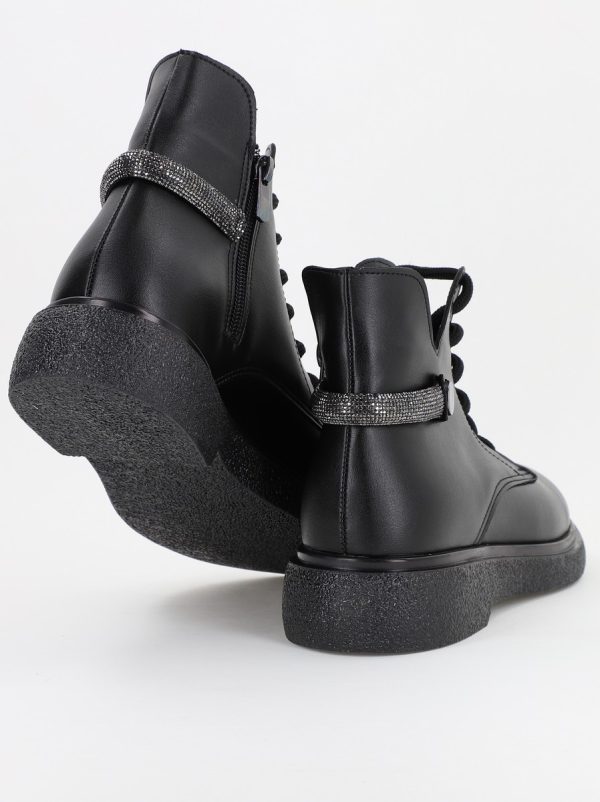 Ghete Damă cu Șiret Talpa Groasă Piele Ecologică culoare Negru (BS1034BT2310037) 119
