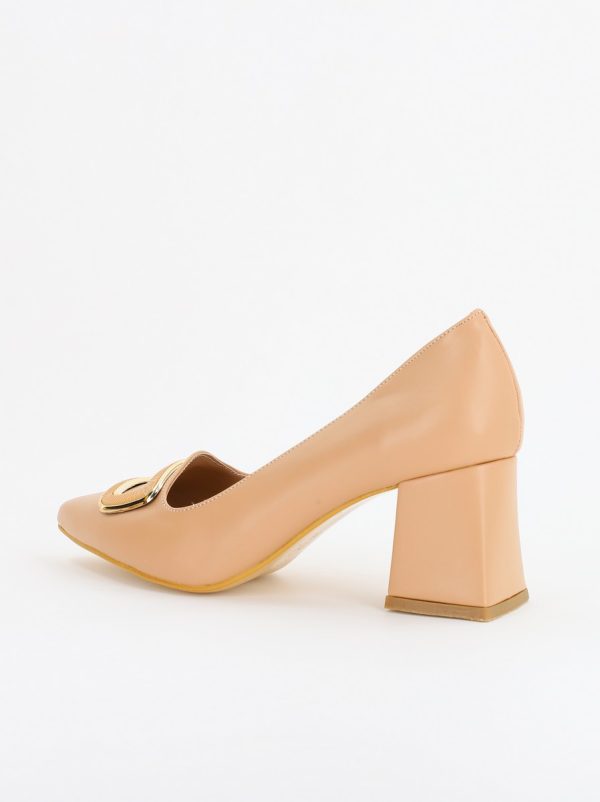 Pantofi Dama Piele Eco Vârf Ascuțit cu Toc Bej nud BS070AY2310013 120