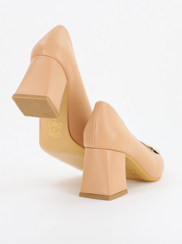 Pantofi Dama Piele Eco Vârf Ascuțit cu Toc Bej nud BS070AY2310013 121