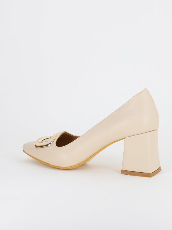 Pantofi Dama Piele Eco Vârf Ascuțit cu Toc Bej deschis BS070AY2310014 120