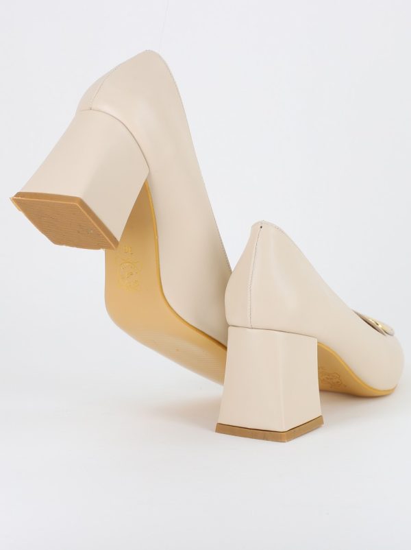 Pantofi Dama Piele Eco Vârf Ascuțit cu Toc Bej deschis BS070AY2310014 121