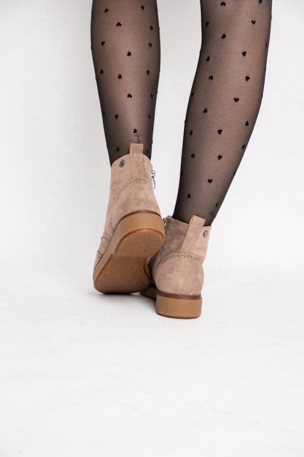 Ghete Damă cu Șiret Piele Ecologică întoarsă culoare Taupe bs252bt2311322 123