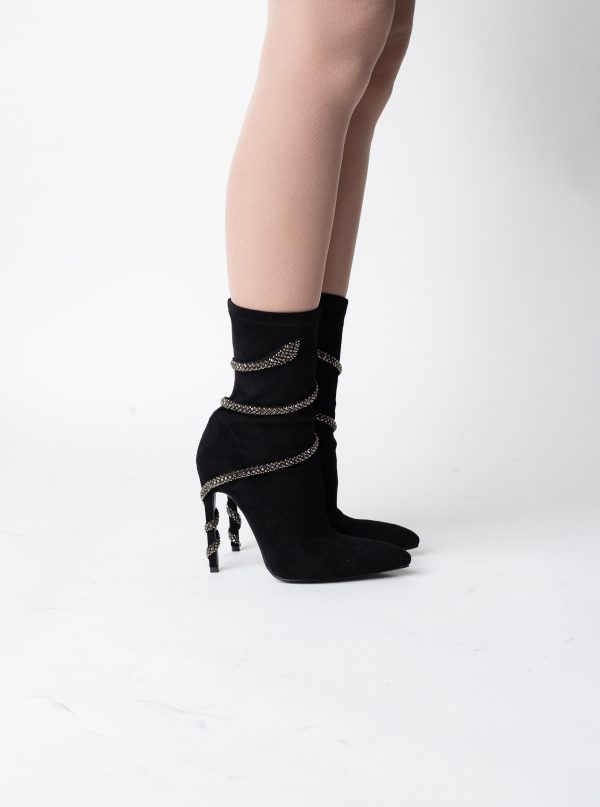 Cizme damă din piele ecologică cu toc pietricele Negre (BS52CD2310159) 120