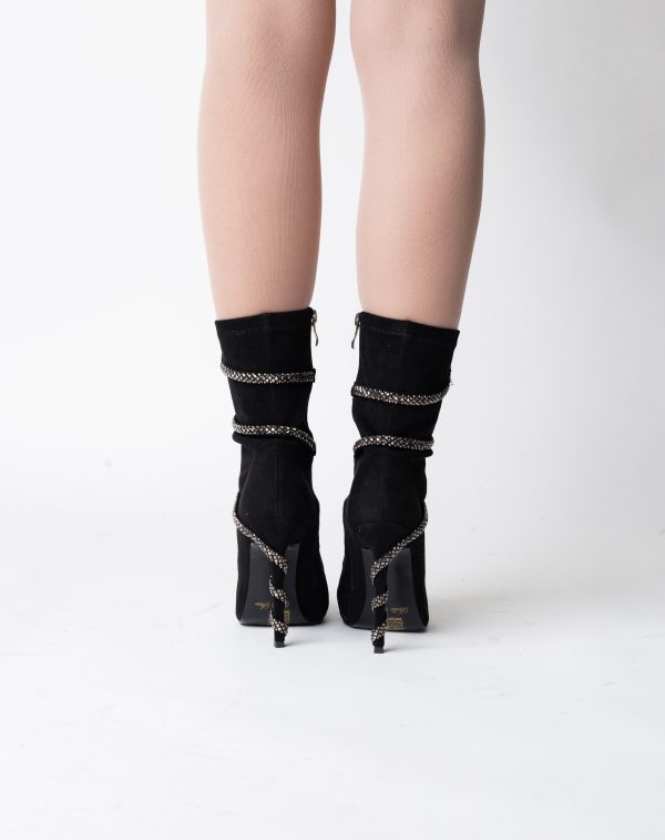 Cizme damă din piele ecologică cu toc pietricele Negre (BS52CD2310159) 122