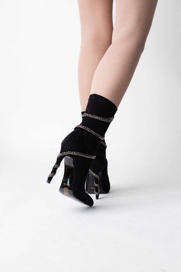 Cizme damă din piele ecologică cu toc pietricele Negre (BS52CD2310159) 123