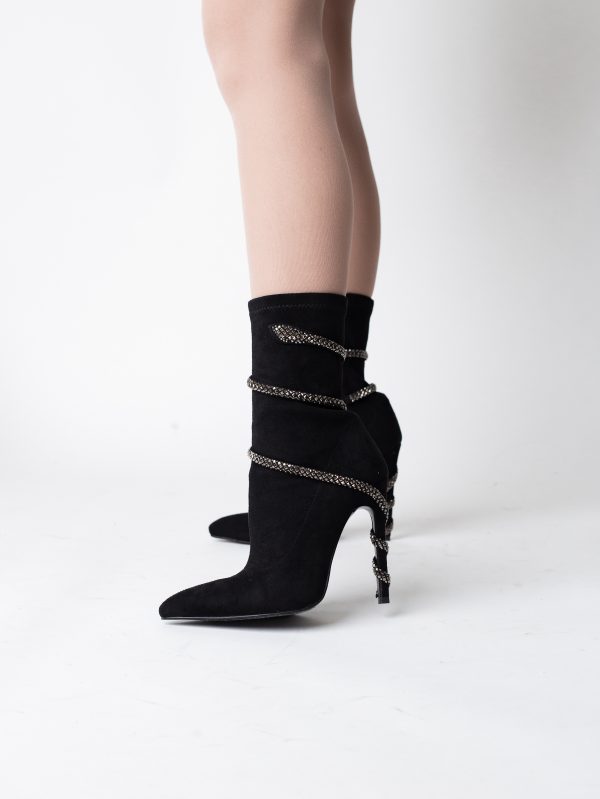Cizme damă din piele ecologică cu toc pietricele Negre (BS52CD2310159) 124